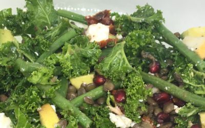 Kale, pomegranate and pear salad