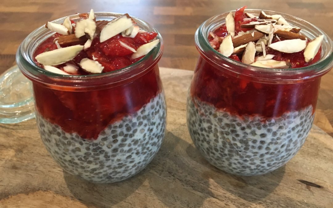 Coconut chia and berry pudding