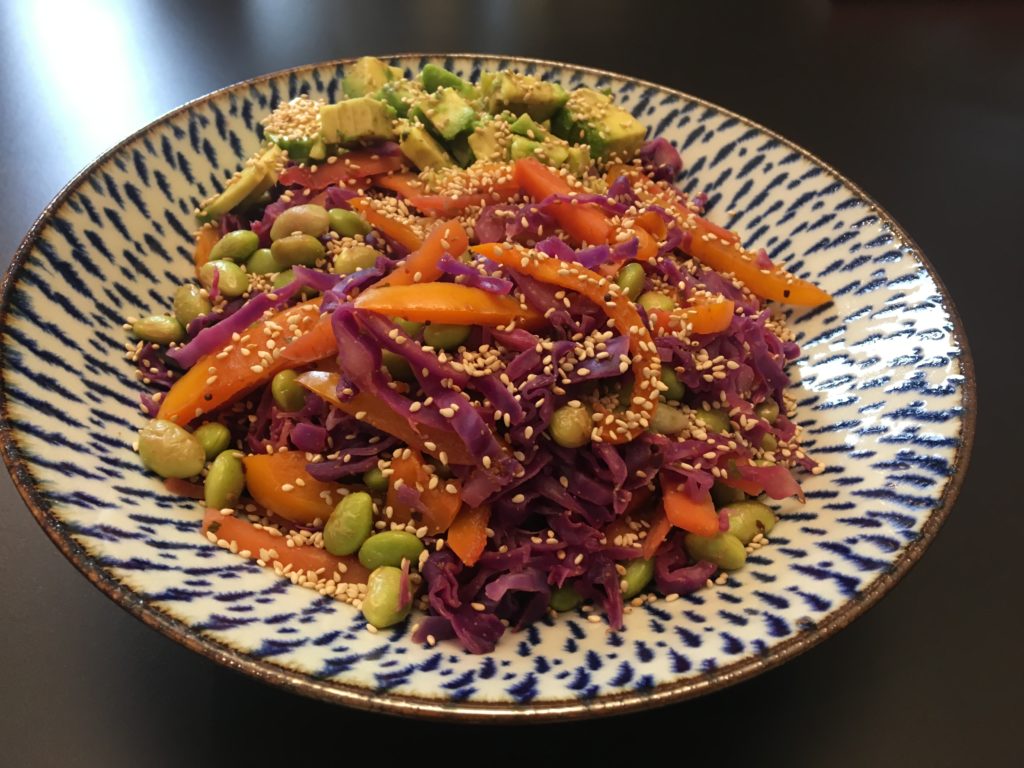 Warm edamame and cabbage salad Wellness with Sujata