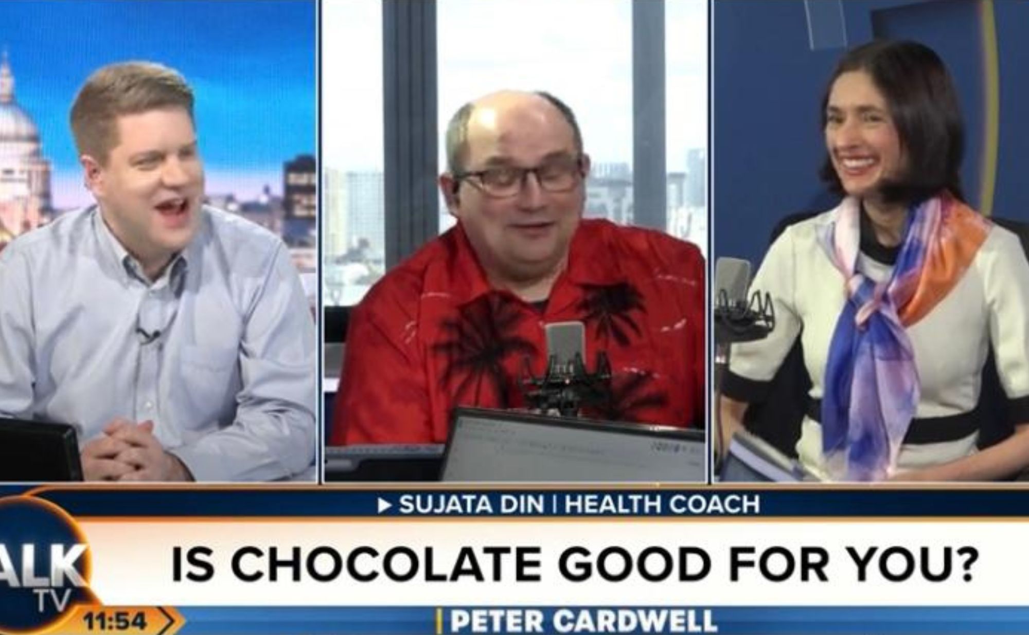 Sujata Din Is Chocolate good for you TV Interview Peter Cardwell